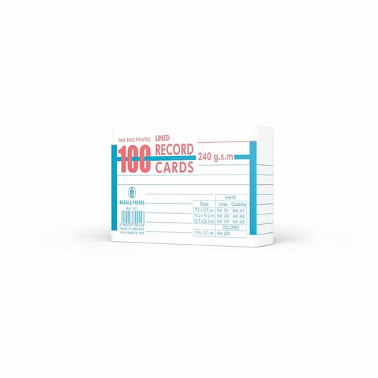 Record Cards Lines 240g 100sh 7.6 x 12.7 cm