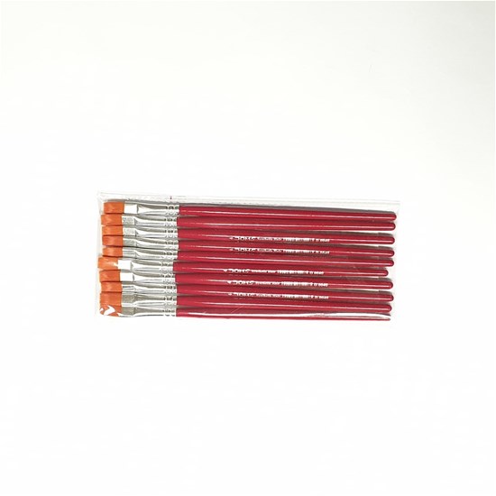 DOMS Synthetic Brush  Flat  Size 4 , 10pcs in bag