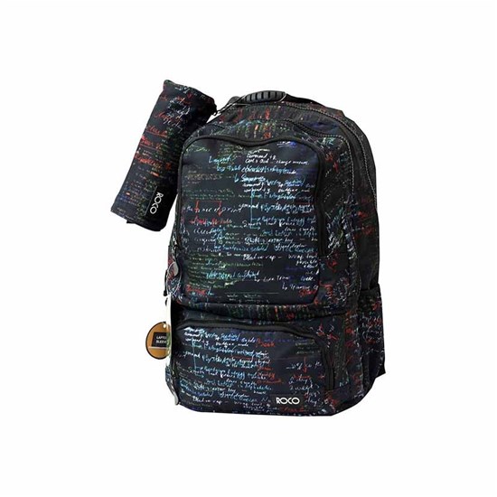 ROCO Backpack Printed Black 3 Zip.  19+P.Case