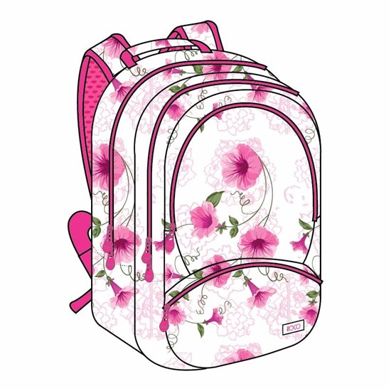 ROCO Backpack Floral White 3 Zip. 18+P.Case