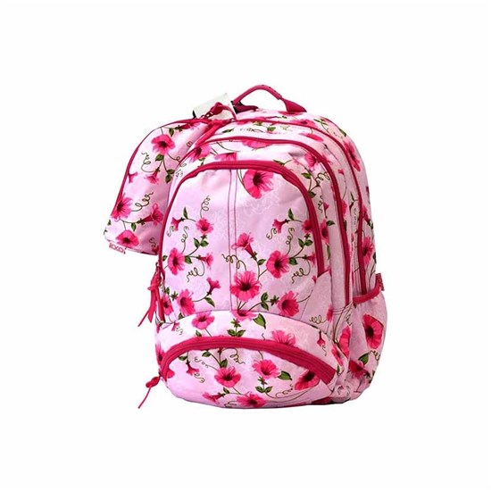 ROCO Backpack Floral Pink 3 Zip. 18 +P.Case