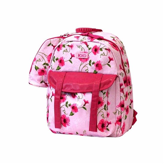 ROCO Backpack Floral Pink 1 Zip. 17 +P.Case