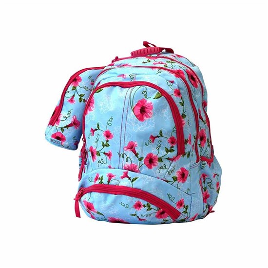 ROCO Backpack Floral Sky Blue 3 Zip. 18+P.Case
