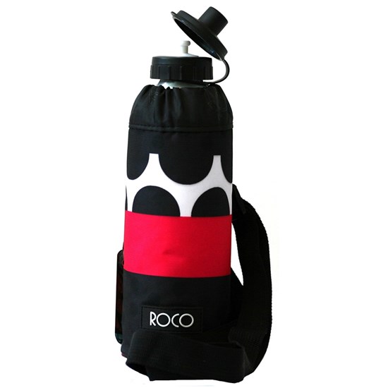 ROCO Water Bottle Alum. w/holder Pink/Bk 1000ml