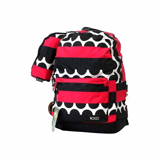 ROCO Backpack Printed Pink/Bk 2 Zip. 16+P.Case
