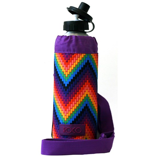 ROCO Water Bottle Alum w/holder Rainbow 1000ml