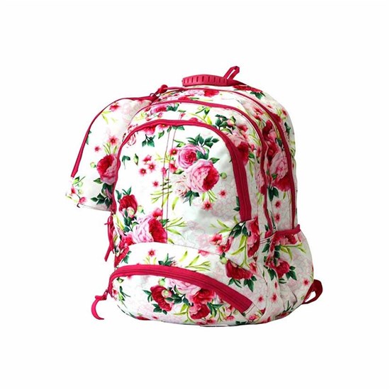 ROCO Backpack Floral White 3 Zip. 18+P.Case