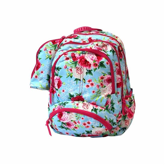ROCO Backpack Floral Sky Blue 3 Zip. 18+P.Case