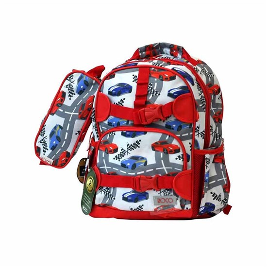 ROCO Backpack Kids Fash. White 2 Zip. 15+P.Case