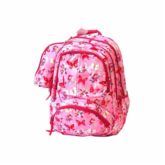 ROCO Backpack Butterfly Pink 3 Zip. 18+P.Case