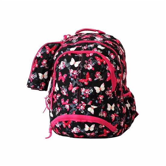 ROCO Backpack Butterfly Black 3 Zip. 18+P.Case