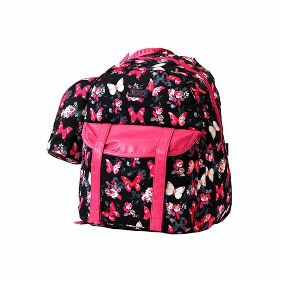 ROCO Backpack Butterfly Black 1 Zip. 17+P.Case