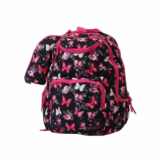 ROCO Backpack Butterfly Black 3 Zip. 18 +P.Case