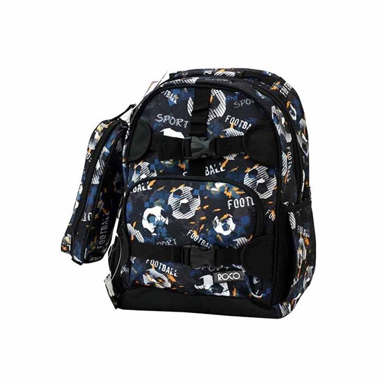 ROCO Backpack Kids Fash. Black 2 Zip. 15+P.Case