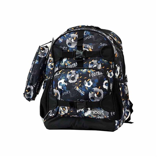 ROCO Backpack Kids Fash. Black 2 Zip. 17+P.Case