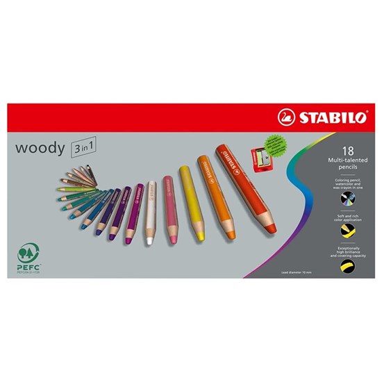 880/18 Stabilo woody 18 pcs in metal box