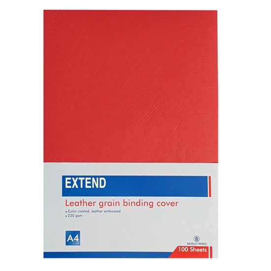 EXTEND leather grain bind. cov 100sh 230g A4 Red