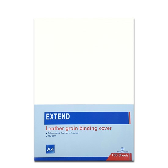 EXTEND leather grain bind. cov 100sh 230g A4 White