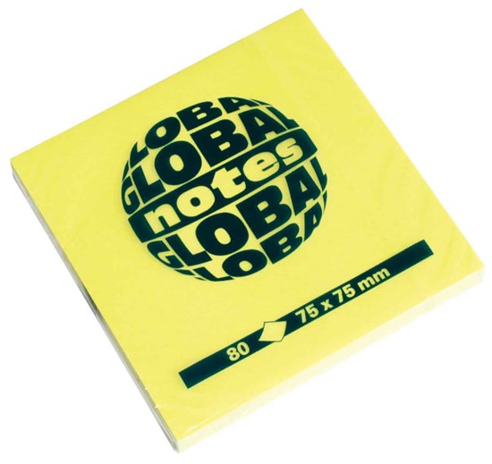 Global Notes 75gsm 100sh 75x75mm Fluo Yellow
