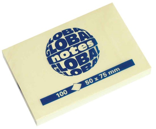 Global Notes 75gsm 100sh 50x75mm Yellow