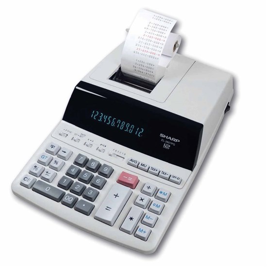SHARP Printing Calculator 12 Digits, Tax, 4.5L/s
