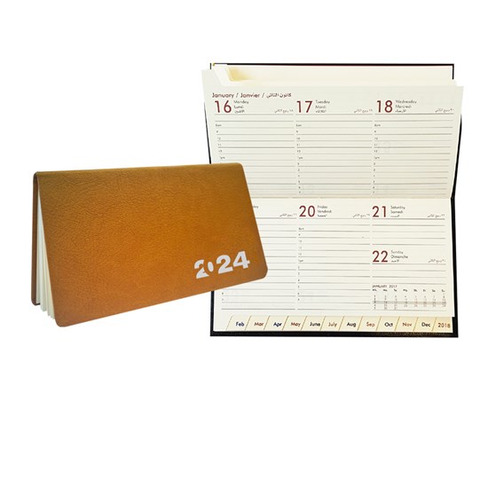 2024 Weekly Pocket Diary PU Cov Landscape 16x9 cm