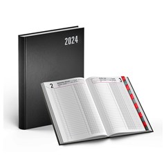 2024 Daily Diary Hard Cov 2col L/O Monthly Tabs B5