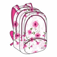 ROCO Backpack Floral White 3 Zip. 18+P.Case