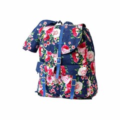 ROCO Backpack Floral D.Blue  1 Zip. 16+P.Case