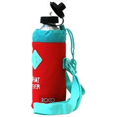 ROCO Water Bottle Alum w/holder Basic 1000ml Rd/Gn