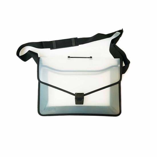 Document Bag A4 With black Woven Belt-Clear /Black