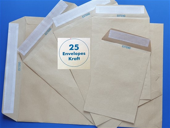 EXTEND Ribbed Envelope 110g 229x324mm Kraft P/S 25