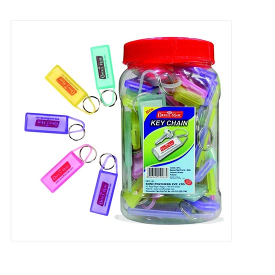 OFFICE MATE Key Chain 5 Colors Jar of 50 pcs