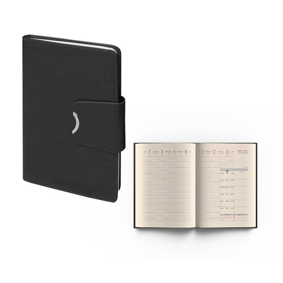2025 Weekly Diary PU Cov W/Magnet 21x27 cm Black
