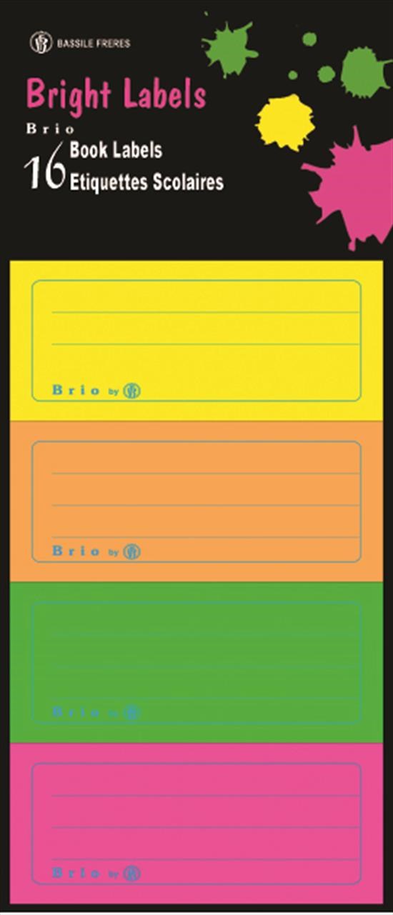 BRIO 16 School Stickers in clear bag (4 x 4) Neon