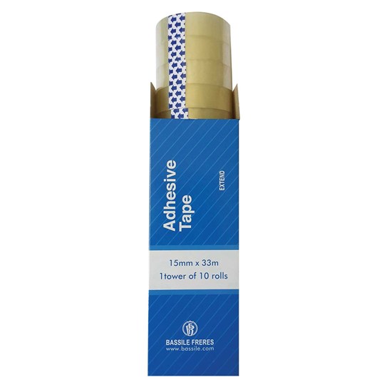 EXTEND Adh. tape 15mm 33m Tower of 10 Pcs- Clear