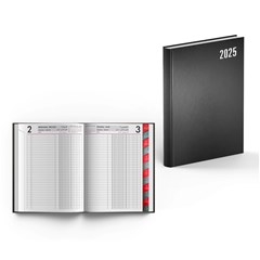 2025 Daily Diary Hard Cov 2col L/O Monthly Tabs B5