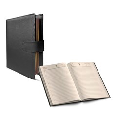 2026 Daily Diary in Wallet PU Gilded L/O- A5 Black