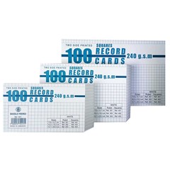Record Cards Quadrilled 240g 100sh 7.6 x 12.7 cm
